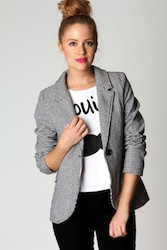 Buy the Boohoo dogtooth blazer