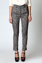 Buy the Boohoo floral trim peg leg trousers