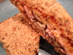 Bacon and mushroom cheese toasty sandwich