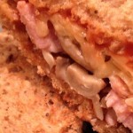Bacon and mushroom cheese toasty sandwich
