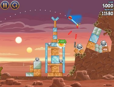 Angry Birds Star Wars, Luke Skywalker lightsaber flying Angry Birds Star Wars, Luke Skywalker lightsaber flying
