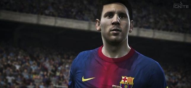 Lionel Messi rendered for FIFA 14 on the Xbox ONE and PS4