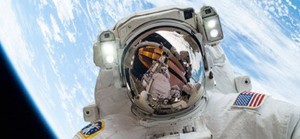 Channel 4, Live from Space Series Channel 4, Live from Space Series astronaut selfie looking downn on earth