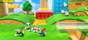 Super Mario 3D World featuring mario, Luigi, Toad and Princess Peach as playable characters