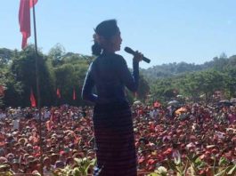 Aung San Suu Kyi following the win of the 2015 Burmese elections