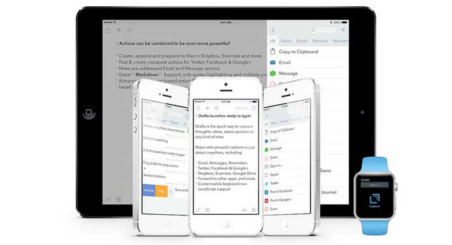 Drafts Apple Watch app voice to text dictation