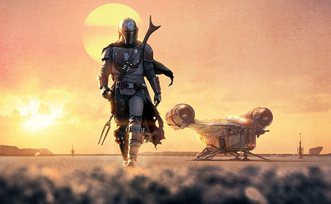 The Mandalorian poster with cast member Pedro Pascal in the lead role