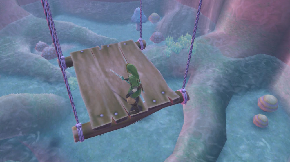 The Legend of Zelda Skyward Sword Switch how to get across the rope platforms in the Great Tree