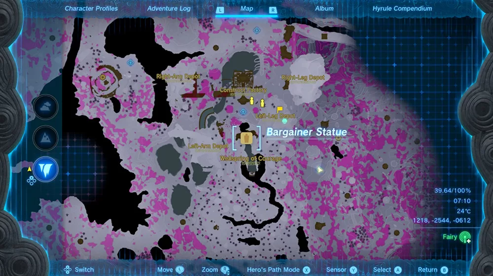 The Legend of Zelda Tears of the Kingdom Construct Factory Bargainer Statue map location
