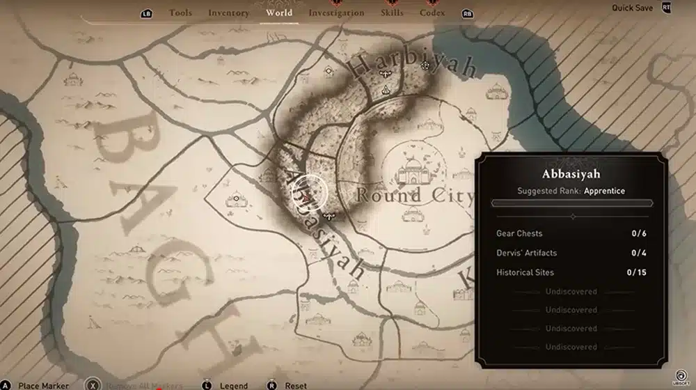 Assassin's Creed Mirage map and size